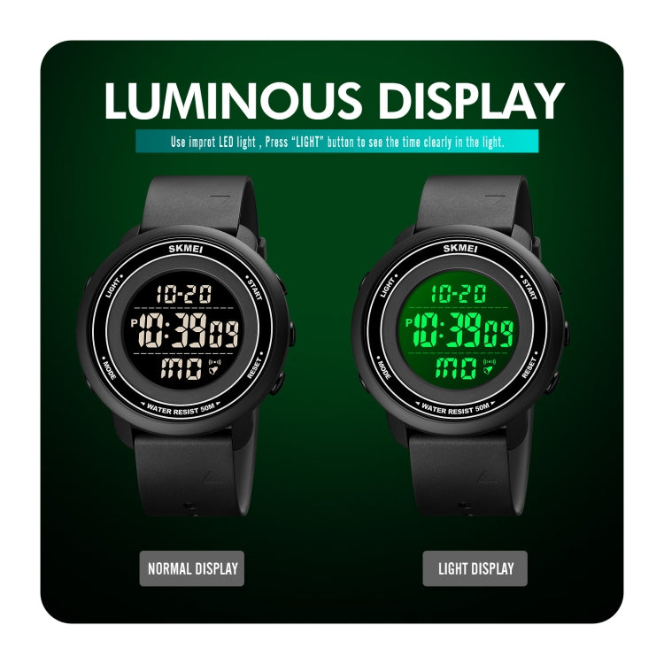 SKMEI 1736 Triplicate Round Dial Timing LED Digital Display Luminous Electronic Watch(Black and White) - free shipping - PMC TechLife - Order now!