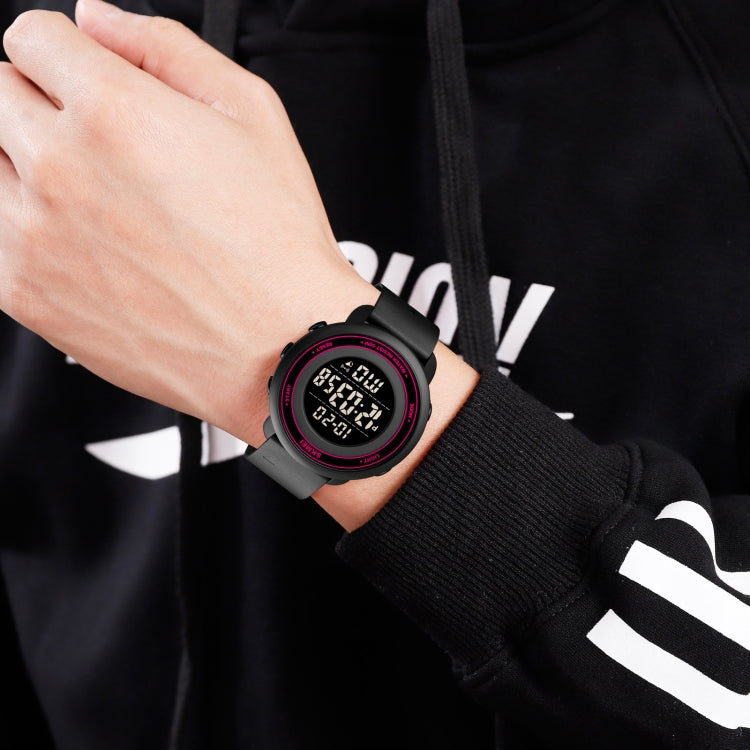 SKMEI 1736 Triplicate Round Dial Timing LED Digital Display Luminous Electronic Watch(Rose Red and Black) - free shipping - PMC TechLife - Order now!