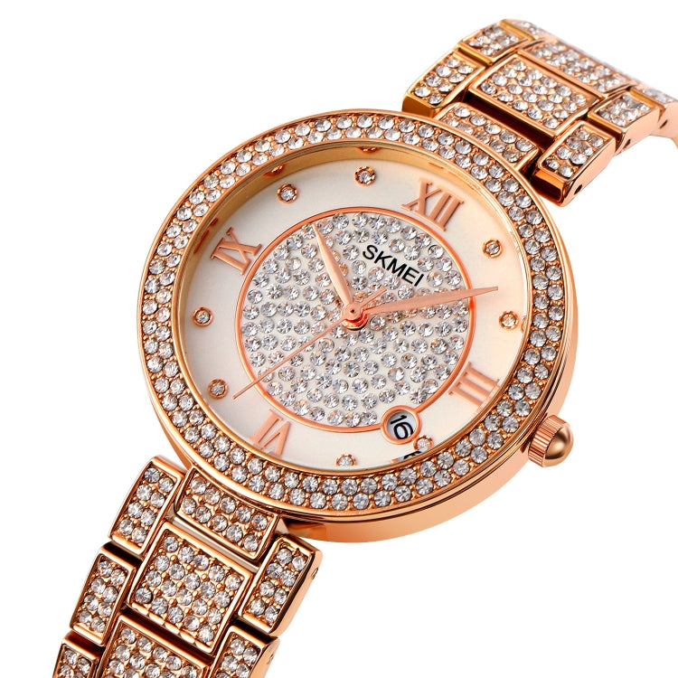 SKMEI 1739 Diamond Roman Numerals Round Dial Quartz Watch for Ladies(Rose Gold) - free shipping - PMC TechLife - Order now!