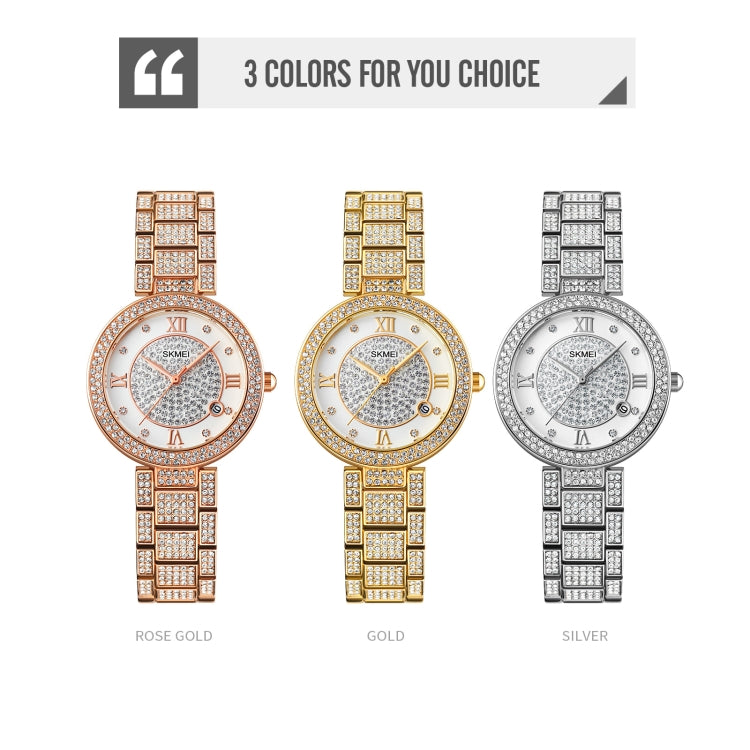 SKMEI 1739 Diamond Roman Numerals Round Dial Quartz Watch for Ladies(Rose Gold) - free shipping - PMC TechLife - Order now!