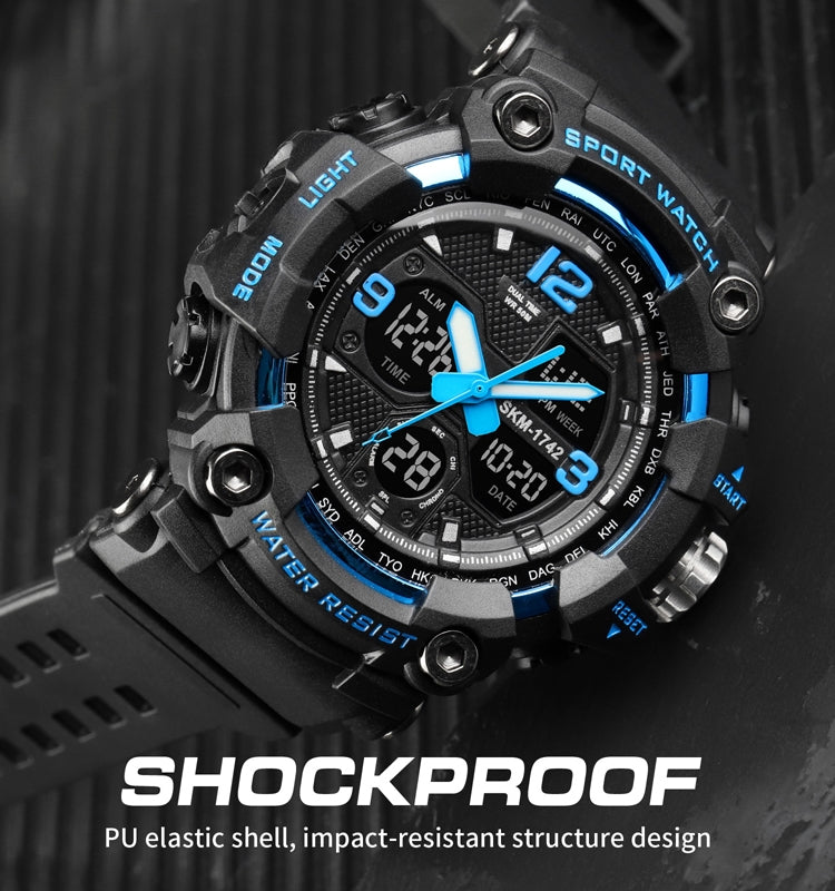 SKMEI 1742 Four-screen LED Digital Display Luminous Sports Shockproof Electronic Watch for Men(Black) - free shipping - PMC TechLife - Order now!