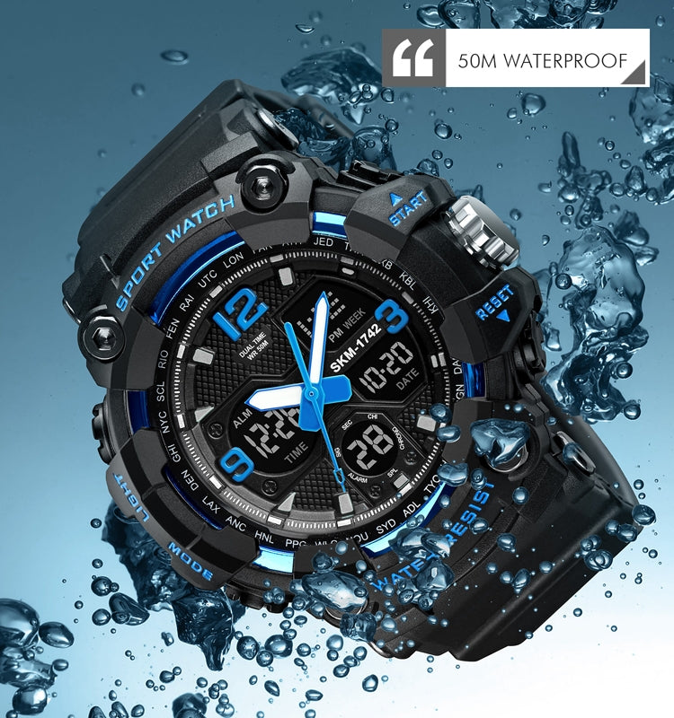 SKMEI 1742 Four-screen LED Digital Display Luminous Sports Shockproof Electronic Watch for Men(Black) - free shipping - PMC TechLife - Order now!