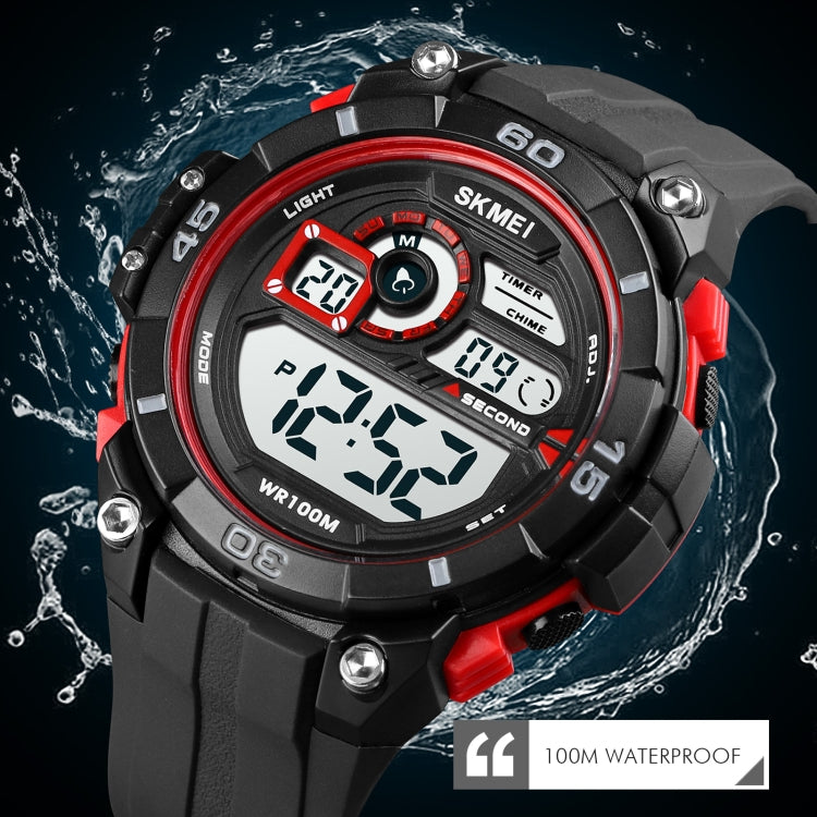 SKMEI 1756 Dual Time Countdown Alarm Clock Men Sports Luminous Electronic Watch(Red) - free shipping - PMC TechLife - Order now!