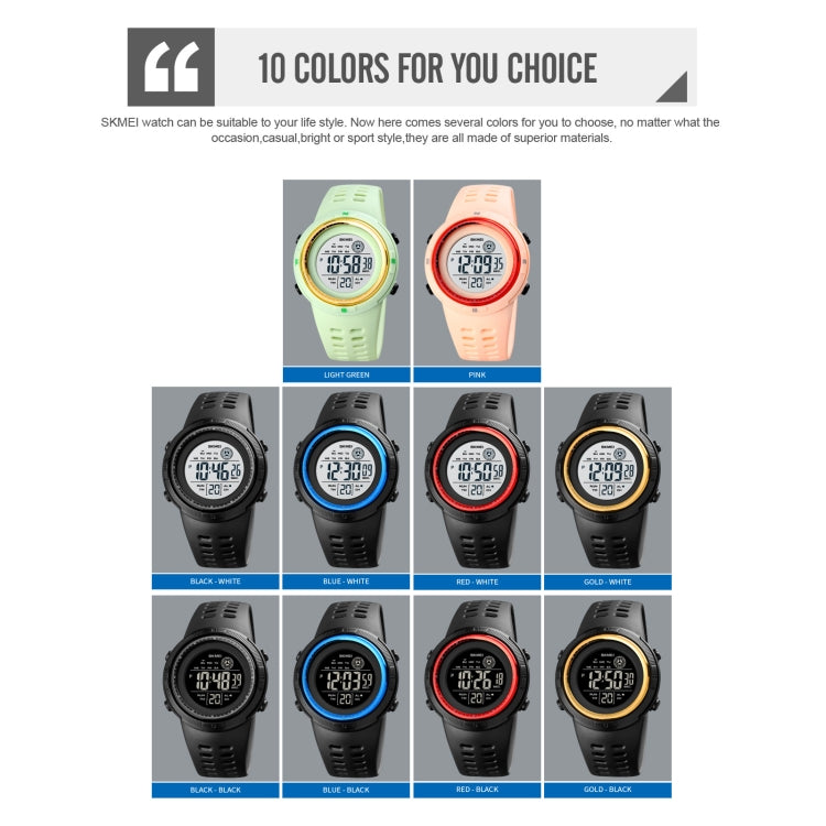 SKMEI 1773 Triplicate Round LED Dual Time Digital Display Colorful Backlight Electronic Watch(Black White) - free shipping - PMC TechLife - Order now!