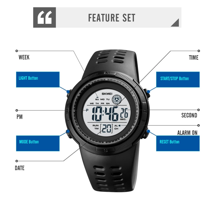 SKMEI 1773 Triplicate Round LED Dual Time Digital Display Colorful Backlight Electronic Watch(Blue White) - free shipping - PMC TechLife - Order now!