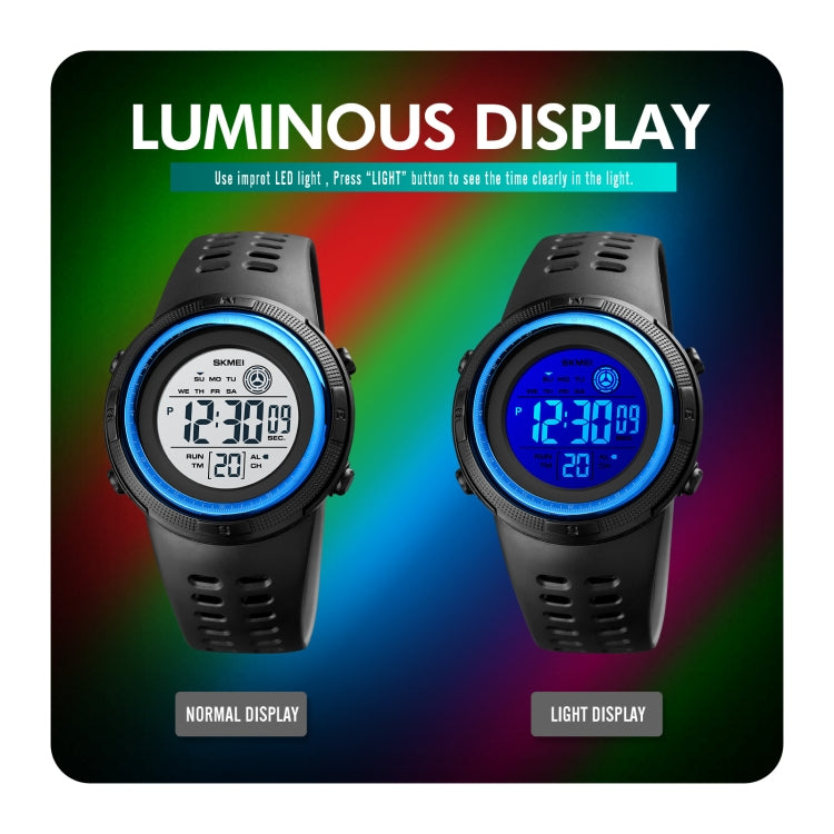 SKMEI 1773 Triplicate Round LED Dual Time Digital Display Colorful Backlight Electronic Watch(Black White) - free shipping - PMC TechLife - Order now!