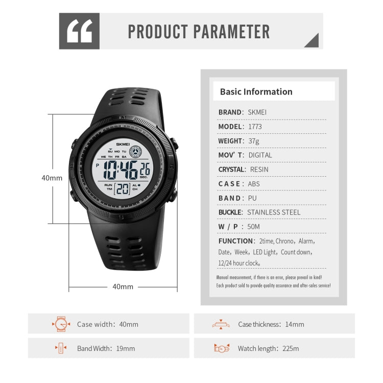 SKMEI 1773 Triplicate Round LED Dual Time Digital Display Colorful Backlight Electronic Watch(Black) - free shipping - PMC TechLife - Order now!