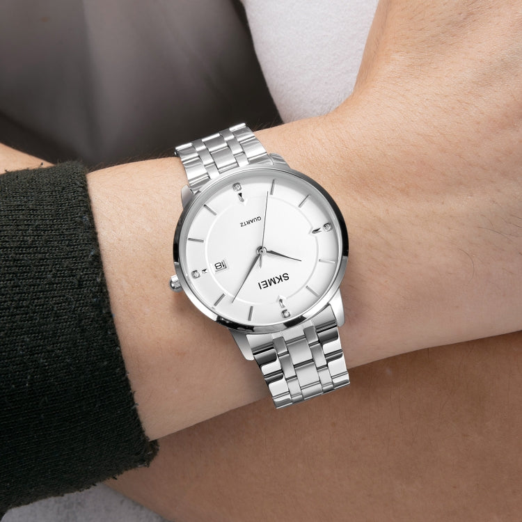 SKMEI 1801 Men Casual Calendar Quartz Watch(Silver Steel Belt) - free shipping - PMC TechLife - Order now!