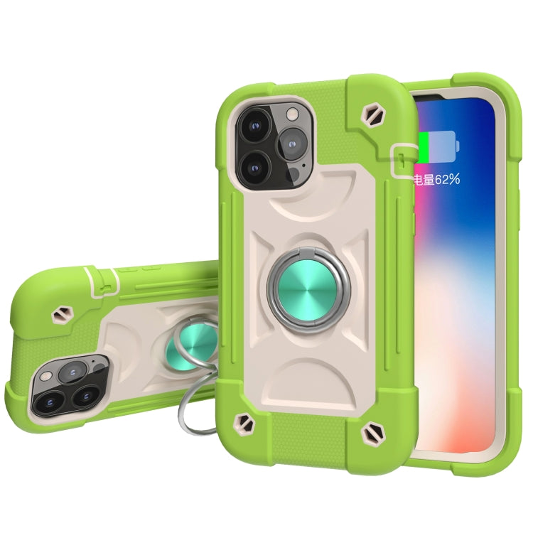 For iPhone 13 Shockproof Silicone + PC Protective Case with Dual-Ring Holder(Guava) - iPhone 13 Cases by PMC TechLife | Online Shopping South Africa | PMC TechLife | Buy Now Pay Later Mobicred