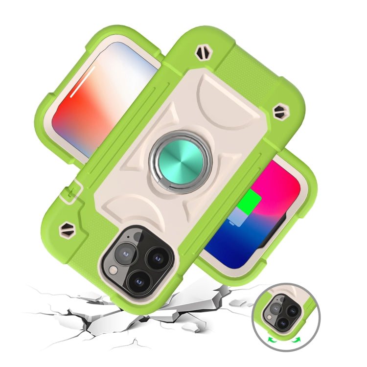 For iPhone 13 Shockproof Silicone + PC Protective Case with Dual-Ring Holder(Guava) - iPhone 13 Cases by PMC TechLife | Online Shopping South Africa | PMC TechLife | Buy Now Pay Later Mobicred