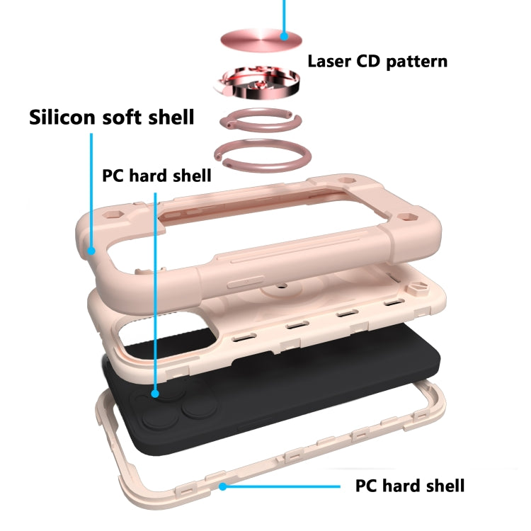 For iPhone 13 Shockproof Silicone + PC Protective Case with Dual-Ring Holder(Rose Gold) - iPhone 13 Cases by PMC TechLife | Online Shopping South Africa | PMC TechLife | Buy Now Pay Later Mobicred