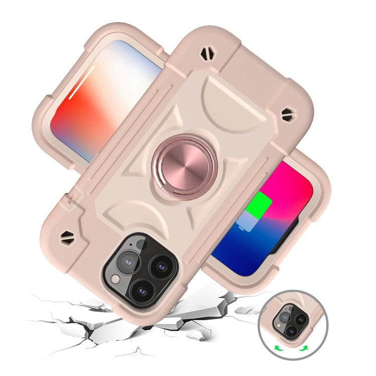 For iPhone 13 Shockproof Silicone + PC Protective Case with Dual-Ring Holder(Rose Gold) - iPhone 13 Cases by PMC TechLife | Online Shopping South Africa | PMC TechLife | Buy Now Pay Later Mobicred