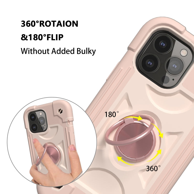 For iPhone 13 Shockproof Silicone + PC Protective Case with Dual-Ring Holder(Rose Gold) - iPhone 13 Cases by PMC TechLife | Online Shopping South Africa | PMC TechLife | Buy Now Pay Later Mobicred