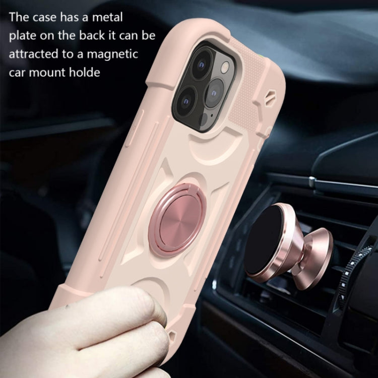 For iPhone 13 Shockproof Silicone + PC Protective Case with Dual-Ring Holder(Rose Gold) - iPhone 13 Cases by PMC TechLife | Online Shopping South Africa | PMC TechLife | Buy Now Pay Later Mobicred