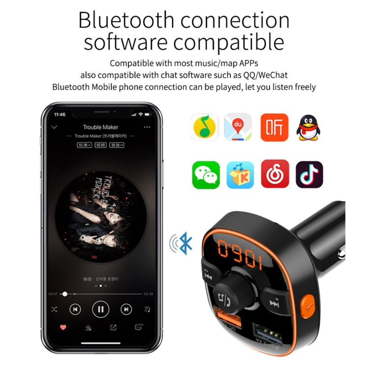 BC52 QC3.0 Fast Charging Car Colorful Atmosphere Light Bluetooth MP3 Player FM Transmitter - Bluetooth Car Kits by PMC TechLife | Online Shopping South Africa | PMC TechLife | Buy Now Pay Later Mobicred