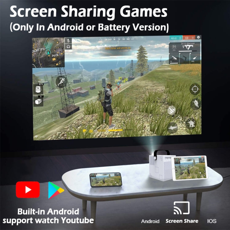 WEJOY Y2 1920x1080P 100 ANSI Lumens Portable Home Theater LED HD Digital Projector, Touch Control Version, Android 9.0, 2G+16G, EU Plug - free shipping - PMc TechLife - Order now!