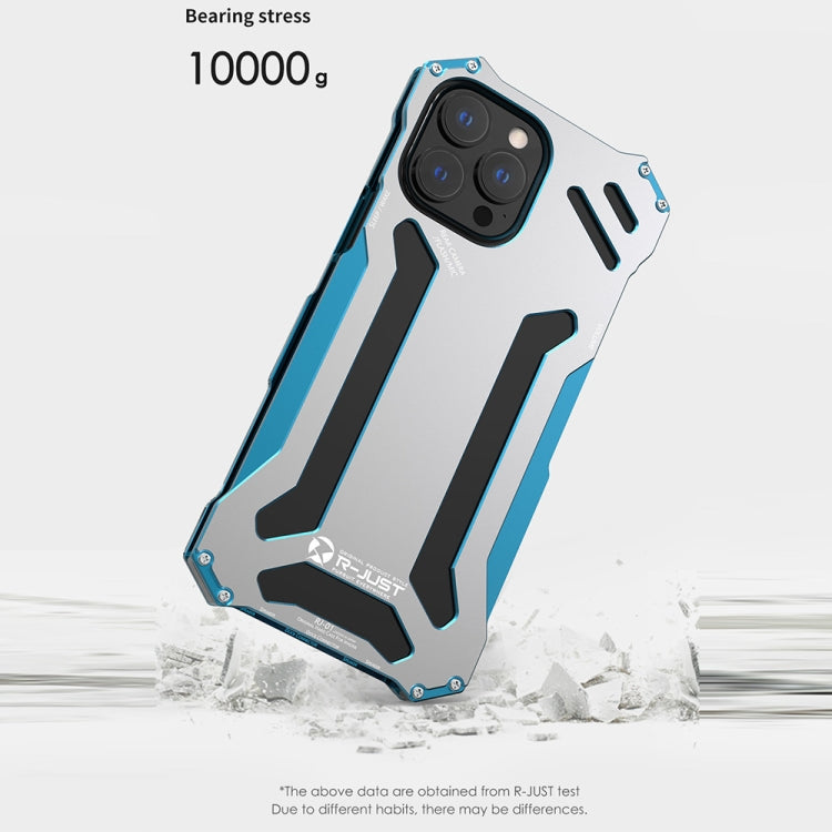 For iPhone 13 R-JUST Shockproof Armor Metal Protective Case(Blue) - free shipping - PMC TechLife - Order now!