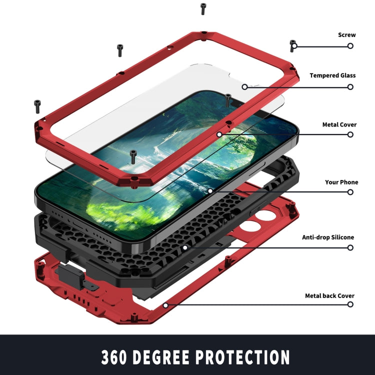 For iPhone 13 Pro R-JUST Sliding Camera Shockproof Life Waterproof Dust-proof Metal + Silicone Protective Case with Holder (Red) - iPhone 13 Pro Cases by R-JUST | Online Shopping South Africa | PMC TechLife | Buy Now Pay Later Mobicred