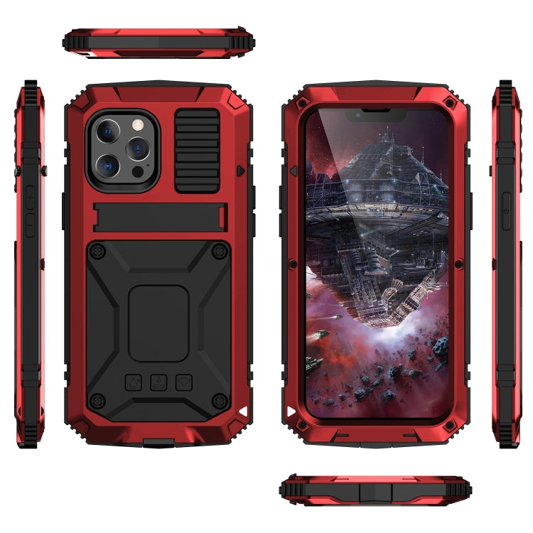 For iPhone 13 R-JUST Shockproof Waterproof Dust-proof Metal + Silicone Protective Case with Holder(Red) - free shipping - PMC TechLife - Order now!