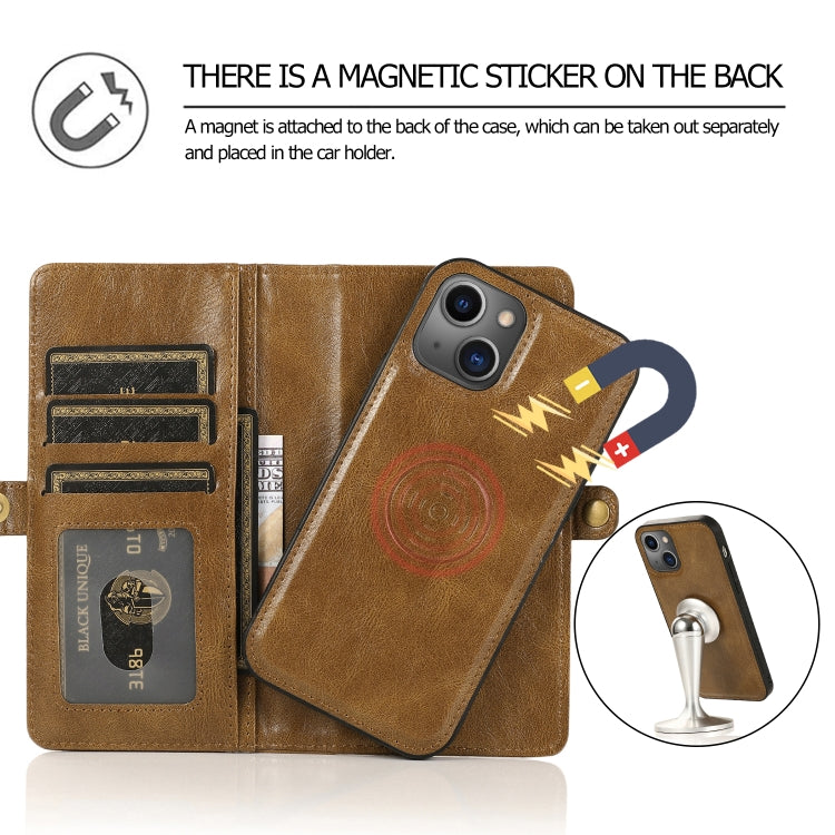 For iPhone 13 Pro Strong Magnetic Detachable Horizontal Flip Leather Case with Card Slots & Wallet (Brown) - iPhone 13 Pro Cases by PMC TechLife | Online Shopping South Africa | PMC TechLife