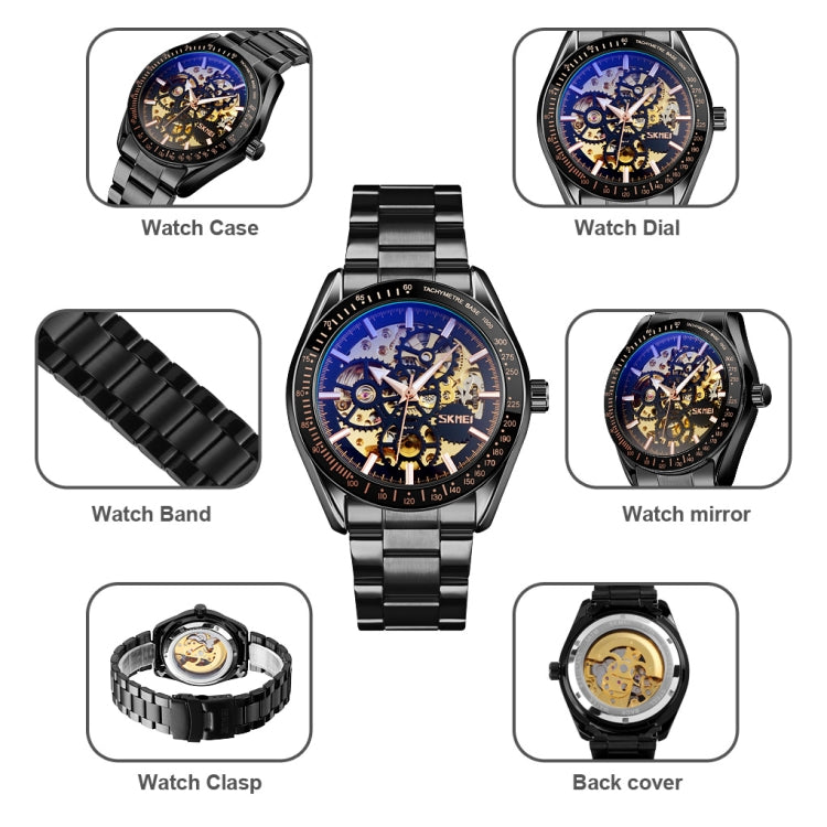 SKMEI 9194 Men Mechanical Gear Dial Automatic Mechanical Watch(Black) - free shipping - PMC TechLife - Order now!