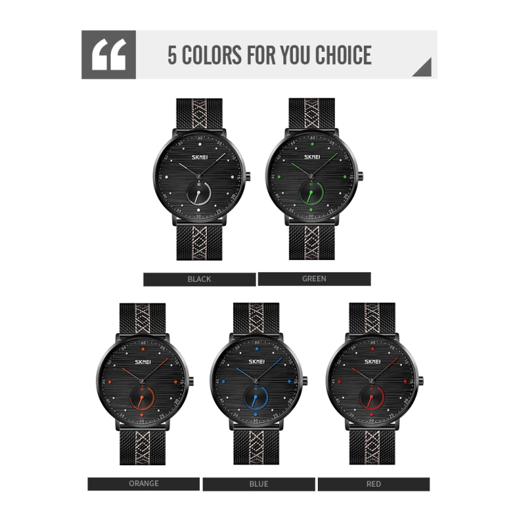 SKMEI 9218 Men Horizontal Striped Arabic Numeral Dial Mesh Belt Quartz Watch(Black) - free shipping - PMC TechLife - Order now!