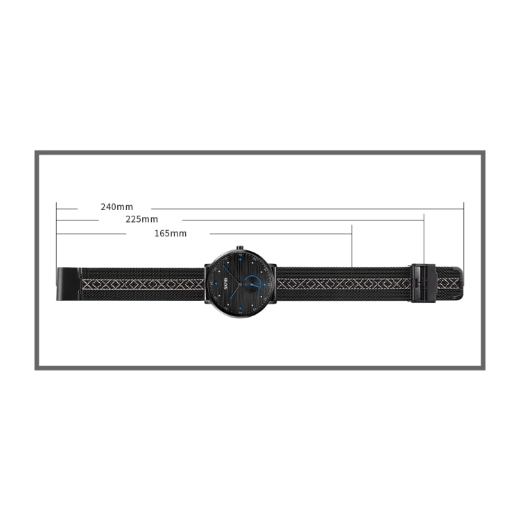 SKMEI 9218 Men Horizontal Striped Arabic Numeral Dial Mesh Belt Quartz Watch(Black) - free shipping - PMC TechLife - Order now!