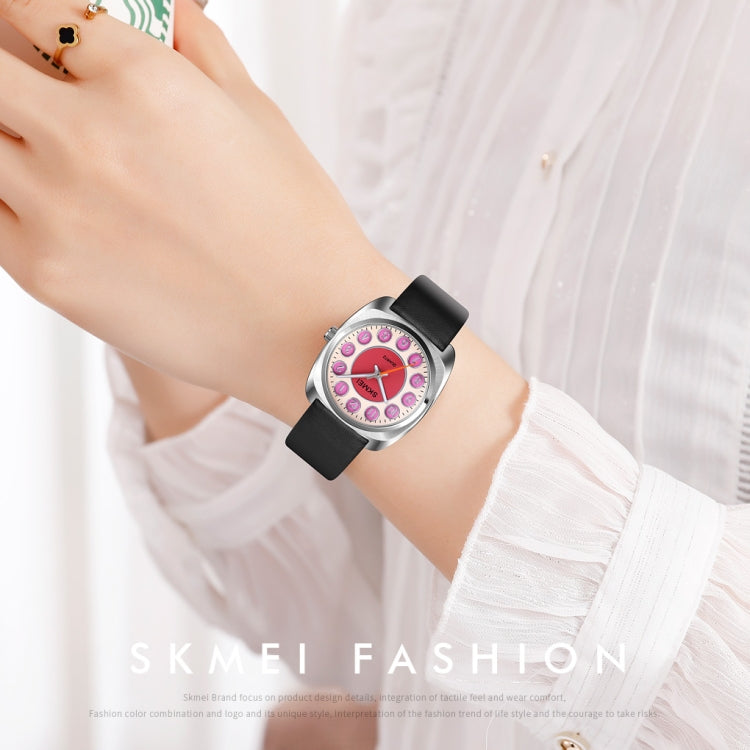 SKMEI Q029 Ladies Phone Number Pattern Dial Leather Strap Quartz Watch(Orange) - free shipping - PMC TechLife - Order now!