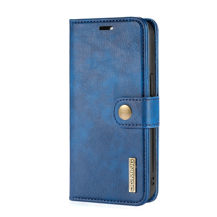 For iPhone 13 DG.MING Crazy Horse Texture Flip Detachable Magnetic Leather Case with Holder & Card Slots & Wallet(Blue) - iPhone 13 Cases by DG.MING | Online Shopping South Africa | PMC TechLife