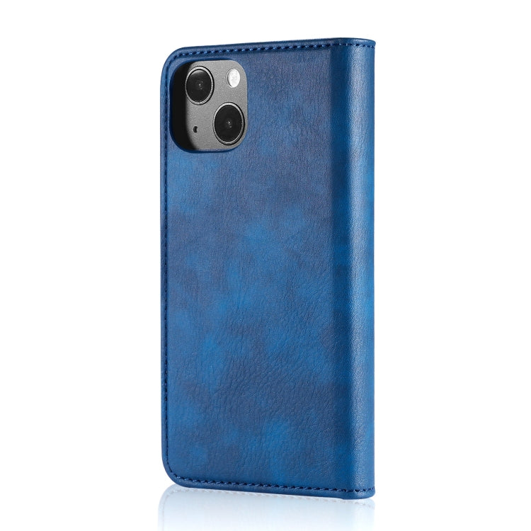 For iPhone 13 DG.MING Crazy Horse Texture Flip Detachable Magnetic Leather Case with Holder & Card Slots & Wallet(Blue) - iPhone 13 Cases by DG.MING | Online Shopping South Africa | PMC TechLife