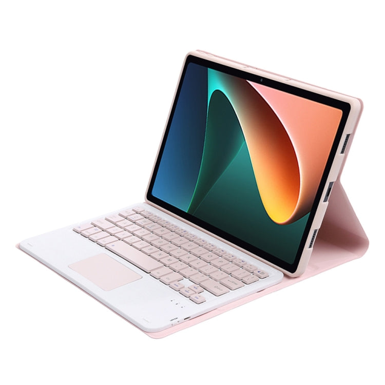A0N5-A Ultra-thin Detachable Lambskin Texture TPU Bluetooth Keyboard Leather Tablet Case with Holder & Touchpad For Xiaomi Pad 5 / 5 Pro(Pink) - Others Keyboard by PMC TechLife | Online Shopping South Africa | PMC TechLife