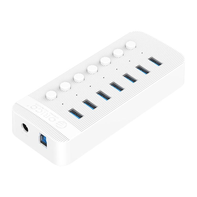 ORICO CT2U3-7AB-WH 7 In 1 Plastic Stripes Multi-Port USB HUB with Individual Switches, US Plug(White) - free shipping - PMC Jewellery - Order now!