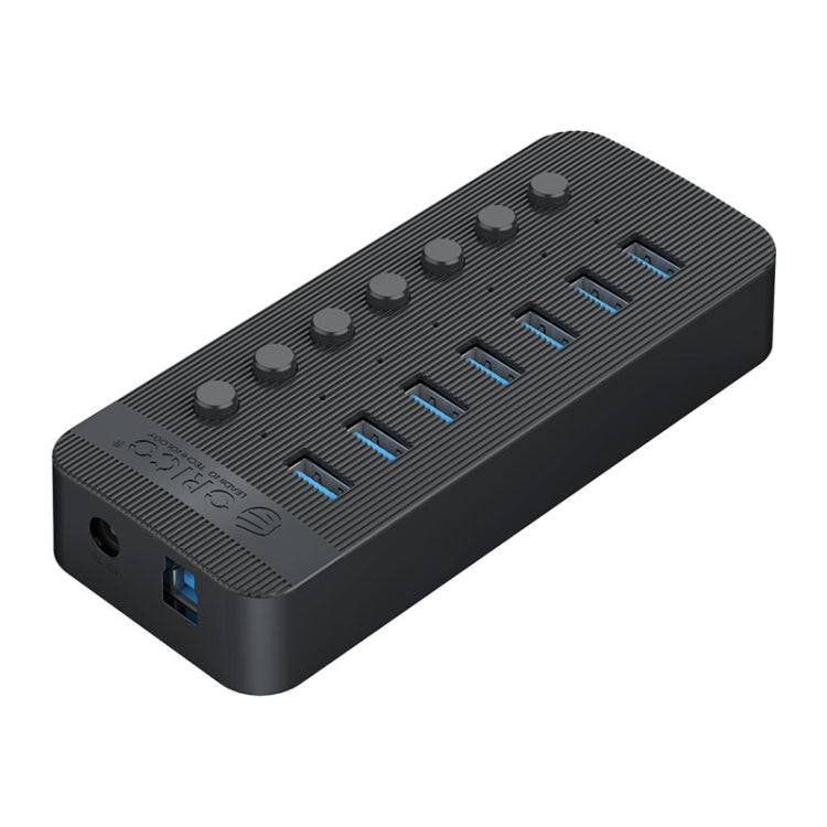 ORICO CT2U3-7AB-BK 7 In 1 Plastic Stripes Multi-Port USB HUB with Individual Switches, EU Plug(Black) - free shipping - PMC Jewellery - Order now!