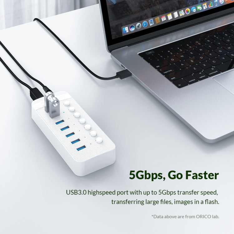 ORICO CT2U3-10AB-BK 10 In 1 Plastic Stripes Multi-Port USB HUB with Individual Switches, EU Plug(Black) - free shipping - PMC Jewellery - Order now!