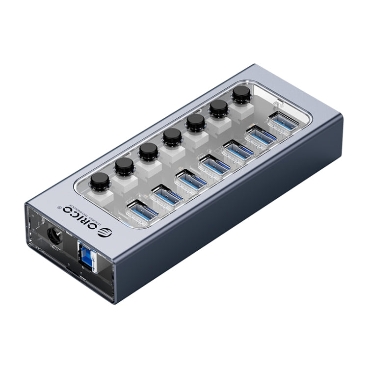 ORICO AT2U3-7AB-GY-BP 7 In 1 Aluminum Alloy Multi-Port USB HUB with Individual Switches, EU Plug - free shipping - PMC Jewellery - Order now!