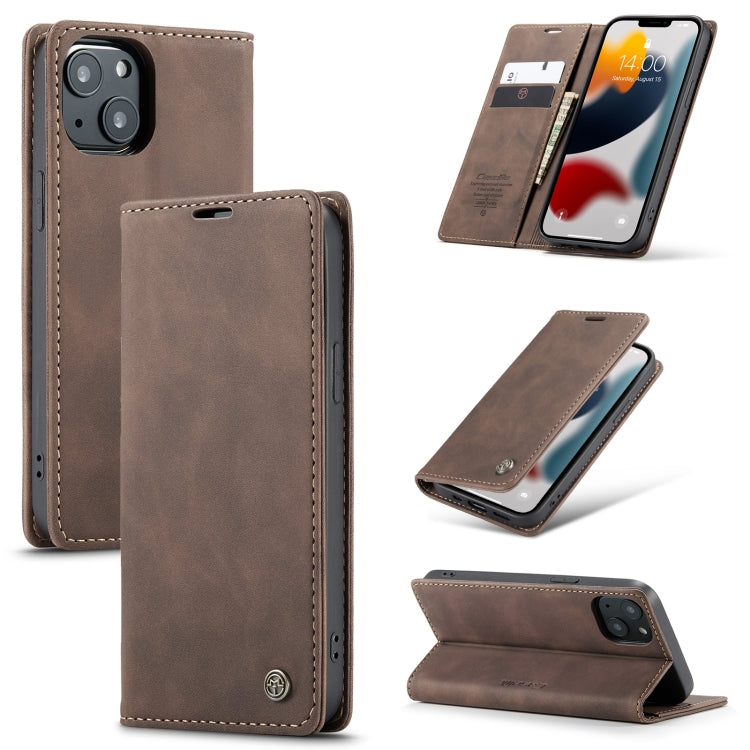 For iPhone 13 mini CaseMe-013 Multifunctional Retro Frosted Horizontal Flip Leather Case with Card Slot & Holder & Wallet (Coffee) - free shipping - PMC Jewellery - Order now!
