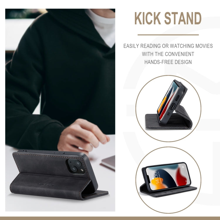 For iPhone 13 CaseMe-013 Multifunctional Retro Frosted Horizontal Flip Leather Case with Card Slot & Holder & Wallet(Black) - free shipping - PMC Jewellery - Order now!