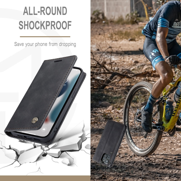 For iPhone 13 CaseMe-013 Multifunctional Retro Frosted Horizontal Flip Leather Case with Card Slot & Holder & Wallet(Black) - free shipping - PMC Jewellery - Order now!