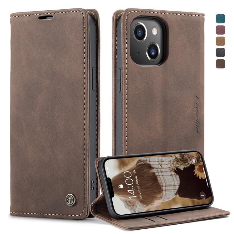 For iPhone 13 CaseMe-013 Multifunctional Retro Frosted Horizontal Flip Leather Case with Card Slot & Holder & Wallet(Coffee) - free shipping - PMC TechLife - Order now!