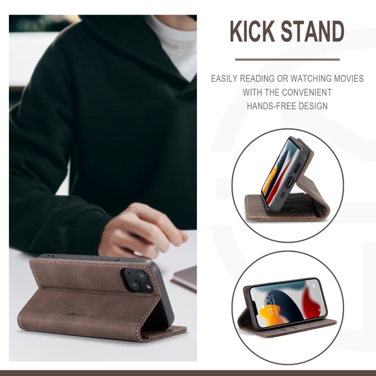 For iPhone 13 CaseMe-013 Multifunctional Retro Frosted Horizontal Flip Leather Case with Card Slot & Holder & Wallet(Coffee) - free shipping - PMC TechLife - Order now!