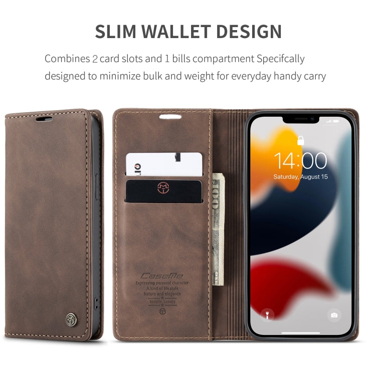 For iPhone 13 Pro Max CaseMe-013 Multifunctional Retro Frosted Horizontal Flip Leather Case with Card Slot & Holder & Wallet (Coffee) - free shipping - PMC Jewellery - Order now!