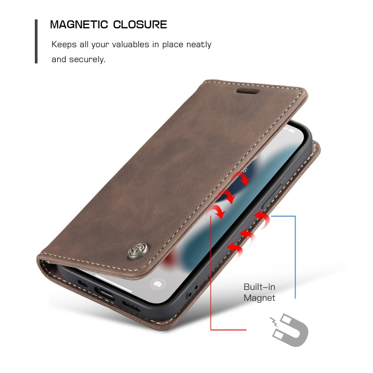 For iPhone 13 Pro Max CaseMe-013 Multifunctional Retro Frosted Horizontal Flip Leather Case with Card Slot & Holder & Wallet (Coffee) - free shipping - PMC Jewellery - Order now!