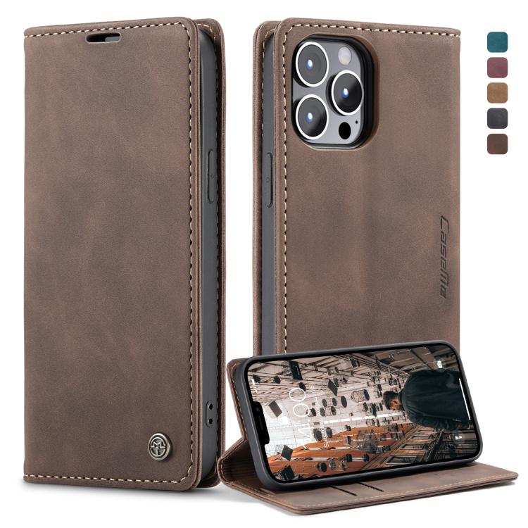 For iPhone 13 Pro Max CaseMe-013 Multifunctional Retro Frosted Horizontal Flip Leather Case with Card Slot & Holder & Wallet (Coffee) - free shipping - PMC Jewellery - Order now!