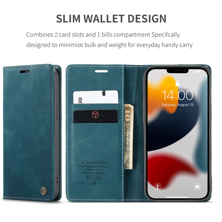 For iPhone 13 Pro Max CaseMe-013 Multifunctional Retro Frosted Horizontal Flip Leather Case with Card Slot & Holder & Wallet (Blue) - free shipping - PMC Jewellery - Order now!