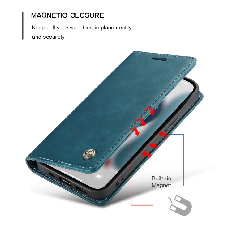 For iPhone 13 Pro Max CaseMe-013 Multifunctional Retro Frosted Horizontal Flip Leather Case with Card Slot & Holder & Wallet (Blue) - free shipping - PMC Jewellery - Order now!