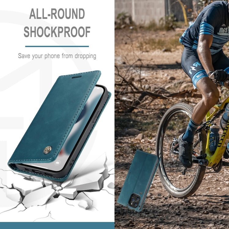 For iPhone 13 Pro Max CaseMe-013 Multifunctional Retro Frosted Horizontal Flip Leather Case with Card Slot & Holder & Wallet (Blue) - free shipping - PMC Jewellery - Order now!