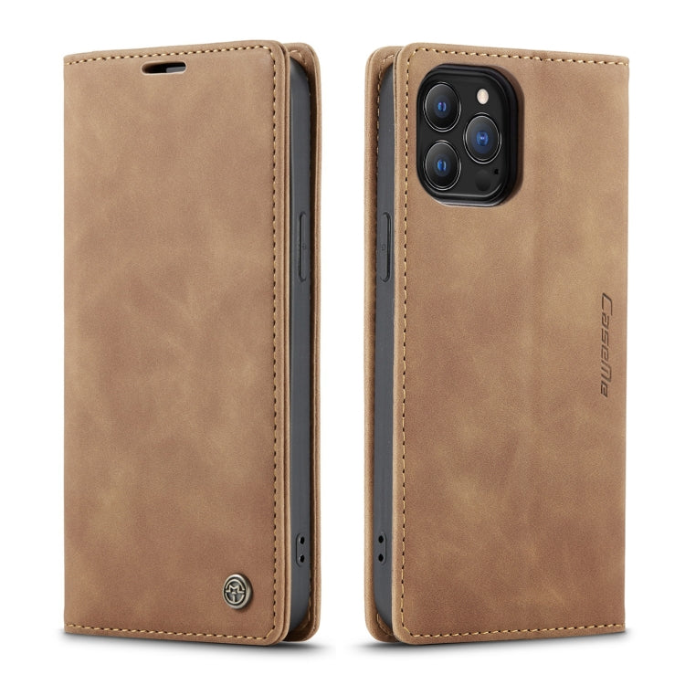 For iPhone 13 Pro Max CaseMe-013 Multifunctional Retro Frosted Horizontal Flip Leather Case with Card Slot & Holder & Wallet (Brown) - free shipping - PMC Jewellery - Order now!