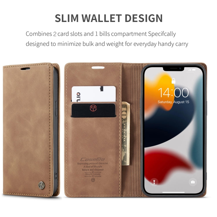 For iPhone 13 Pro Max CaseMe-013 Multifunctional Retro Frosted Horizontal Flip Leather Case with Card Slot & Holder & Wallet (Brown) - free shipping - PMC Jewellery - Order now!