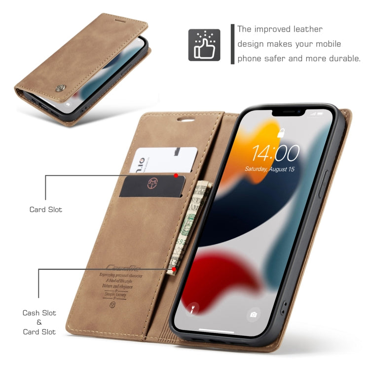 For iPhone 13 Pro Max CaseMe-013 Multifunctional Retro Frosted Horizontal Flip Leather Case with Card Slot & Holder & Wallet (Brown) - free shipping - PMC Jewellery - Order now!