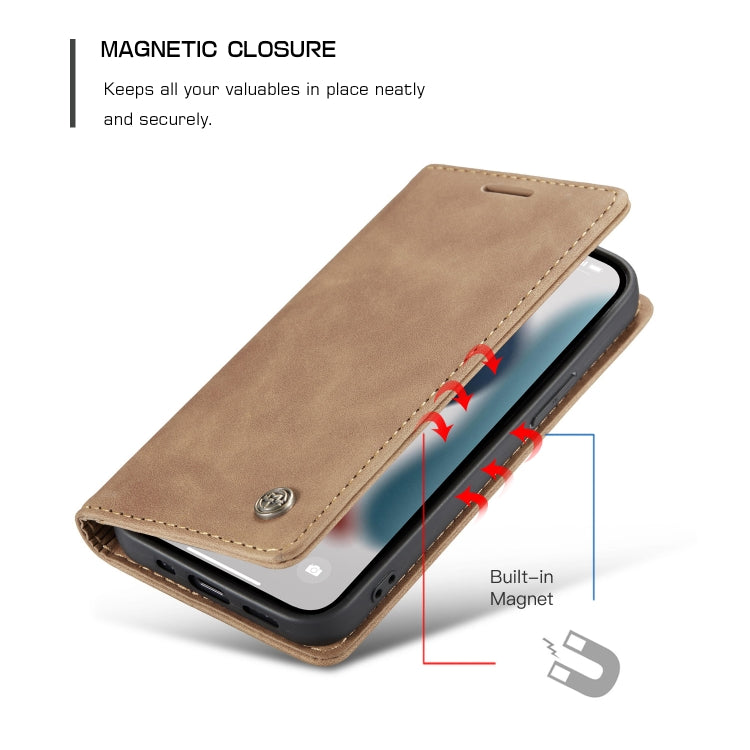 For iPhone 13 Pro Max CaseMe-013 Multifunctional Retro Frosted Horizontal Flip Leather Case with Card Slot & Holder & Wallet (Brown) - free shipping - PMC Jewellery - Order now!